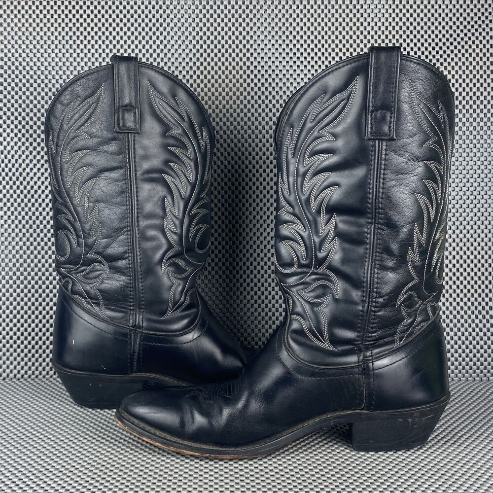 Laredo Cowboy Boots Womens 8.5 M Black Western Pull On - Picture 4 of 11